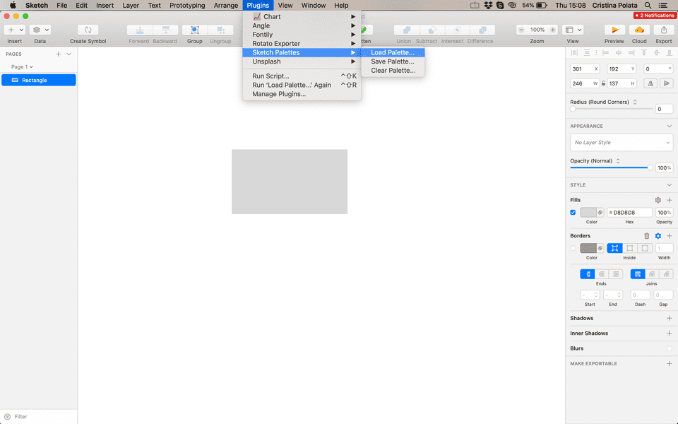 load sketch palette