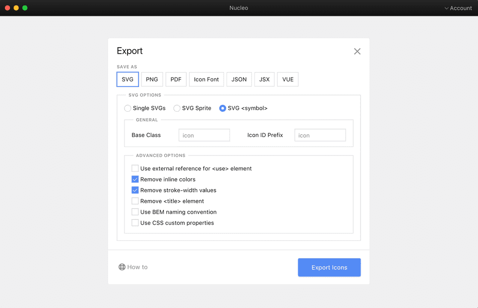 Nucleo export screenshot