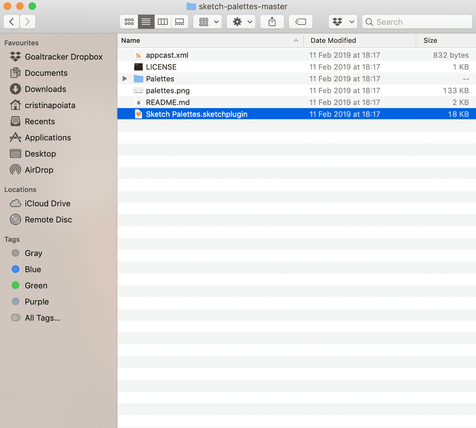 sketch palettes install